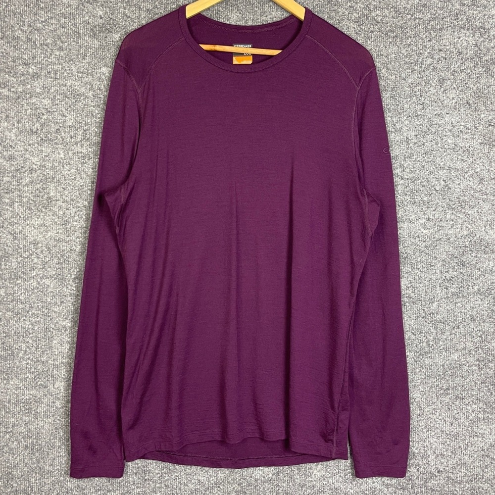 Icebreaker Merino 200 Base Layer Mens Large Purple Excellent Long Sleeve Top